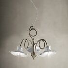 Chandelier Classic Ceramic Decorated Nickel And White 3 Lights FL-60
