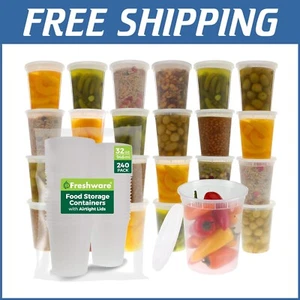 Premium Meal Prep and Food Storage Containers - 240 Pack 32 Oz Round - Picture 1 of 10