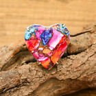 Kingman Pink Dahila Copper Turquois 925 Sterling Silver Heart Ring Gift HerA82