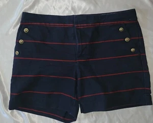 Nautical Navy Blue Red Tommy Hilfiger Gold Buttons American Sailor Shorts 8 EUC - Picture 1 of 6