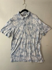 Travis Mathew Herren Golf Poloshirt, Gr. XL, blau/weiß Blattmuster, gebraucht - Bild 1 von 18