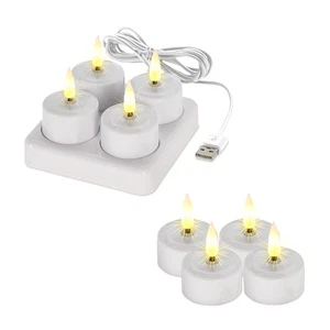 LED Akku Teelicht warm weiß + Ladestation - 8er Set - Weihnachten Hochzeit Deko - Bild 1 von 6