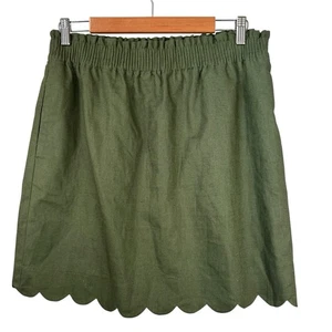 J Crew Factory grün Leinenmischung Minirock Größe 12 neu mit Etikett Taschen gewellter Saum - Bild 1 von 5