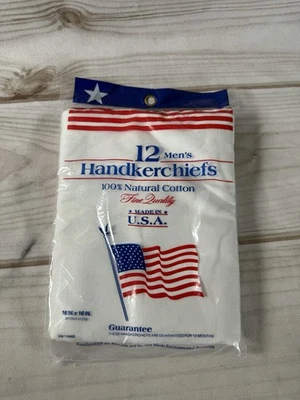 Paquete de 12 pañuelos para hombre de colección 100 % algodón natural blanco París 16" hechos en EE. UU. NUEVOS Foto 1 de 2