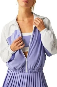 New Women's X-Large Beyond Yoga Colorblock Go Retro Jacket Periwinkle White XL - Picture 1 of 5