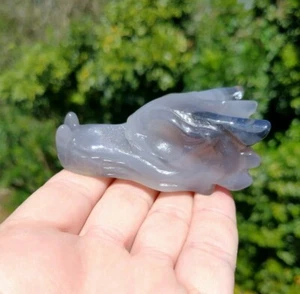 Crystal Agate Natural Gemstone Hand Carved Polished Dragon 87 g - Picture 1 of 9