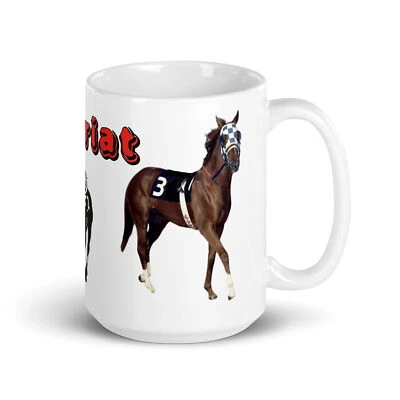 Taza Secretariat blanca brillante 15 oz Foto 1 de 3