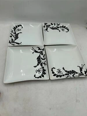 4)  COVENTRY    LYONNE     WHITE  SQUARE    DINNER   PLATES - Image 1 of 3