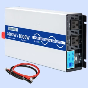 4000W 8000W Power Inverter Pure Sine Wave 12V to 110V 120V Converter LCD USB RV - Picture 1 of 10