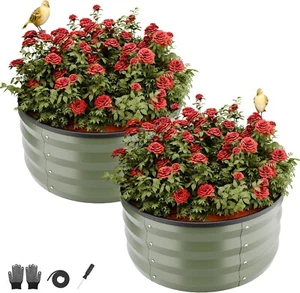 2er-PACK ROBUSTE BESCHICHTETE STAHL HOCHBEETE FÜR GARTEN - NEU & KOSTENLOSER VERSAND! - Bild 1 von 4