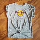 Hard Rock Cafe Womens L Large Gray Louisville Short Sleeve Shirt tied Bin17 Fem