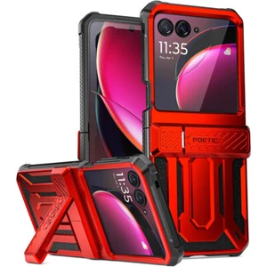 For Moto Razr Plus 2023 Case Full Body Shockproof Cover w/Kickstand Metallic Red - Photo 1 sur 6