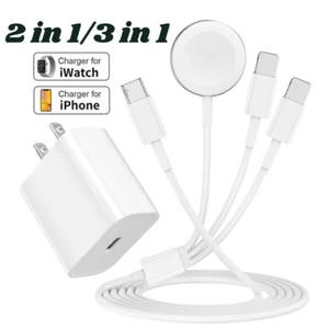 Power Adapter USB C Magnetic Fast Charger Cord For iPhone iWatch 9/8/7/6/5/4/3/2 - Picture 1 of 10