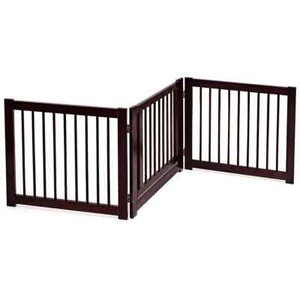 COSTWAY Freestanding Wooden Dog Gate Indoor 3 Panels Step Over Fence - Picture 1 of 10