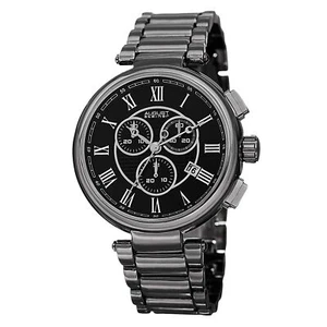 New Men's August Steiner AS8148BK Swiss Chronograph Black Dial Gunmetal Watch - Picture 1 of 4