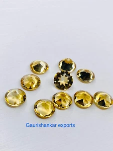 Citrine Faceted Round Cut Loose Gemstone 1x1 mm To 14x14 mm Natural A DG - Picture 1 of 30