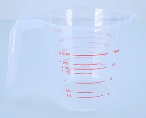 2 Cup Measuring Cup Clear Plastic BPA Free 500 ml Capacity Kitchen Tool Reusable - Picture 1 of 6