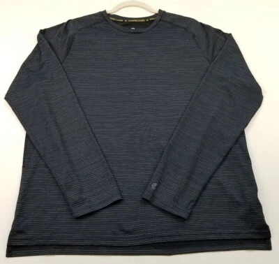 Champion Activewear T Shirt Men’s Extra Large Black Blue Striped Long Sleeve Gym - Image 1 of 4