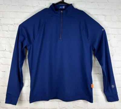 Camisa Stitch Para Hombre M Azul Elastizada 1/4 Cremallera Manga Larga Rendimiento Golf Logo Foto 1 de 4