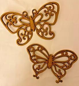 Retro 1978 Homgo Brown Plastic Butterflies Lot of 2 - Picture 1 of 9