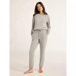 Joyspun Womens French Terry Sweatshirt and Jogger Set 2-PC SZ MED - GREY HEATHER - Picture 1 of 3