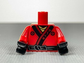 LEGO Red Minifigure Torso Ninja Robe Ninjago Fire Logo Gold Emblem Sash Kai