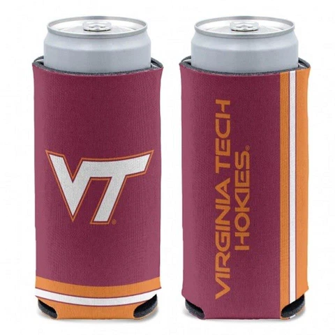 Virginia Tech Hokies 12oz Slim Can Cooler [NEW] Beer Seltzer Coozie Claw Holder Cover