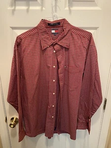 Tommy Hilfiger Men’s Size XL Long Sleeve Button Down Red And White Striped Shirt - Picture 1 of 13