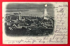 Mondschein AK ROHRSCHACH Schweiz 1898 Stadtansicht mit Kirche ( 102516