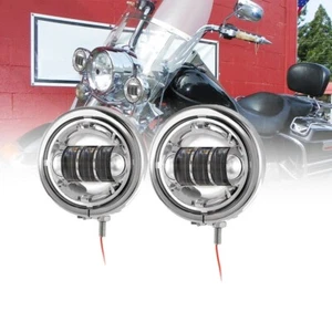 4.5 inch Chrome LED Spot Fog Passing Lights Fit For Harley Road King 1994-2023 - Picture 1 of 10