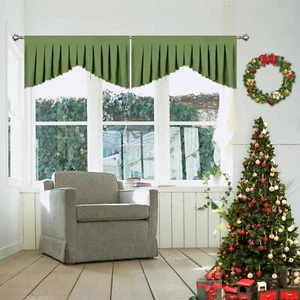 Green Valances for Windows - Rod Pocket Curtain Valances for Kitchen or Livin... - Picture 1 of 8