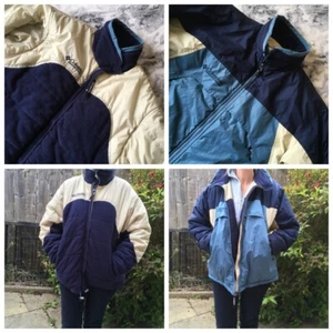 Columbia Damen Frauen Wende Creme Blau Fleece Jacke Mantel Große L - Bild 1 von 12