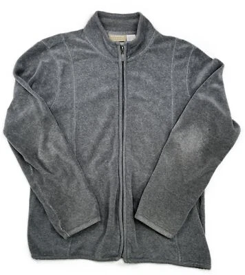 Chaqueta deportiva de terciopelo activo gris con cremallera talla XL Liz Claiborne para mujer Foto 1 de 4