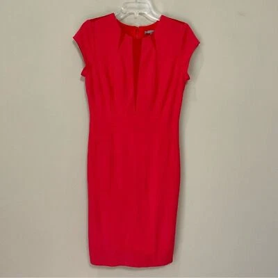 Classiques Entier Red Sheath Dress Cap Sleeve Size 8 Knee Length - Image 1 of 4