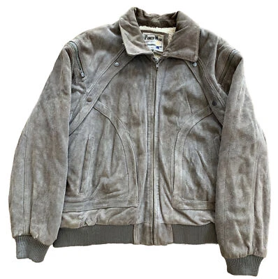 Vtg Pioneer Wear Suede Leather Sherpa Mountain Western Rancher Coat Mens Sz 46 - Image 1 of 4