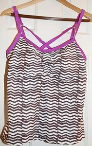 Traje de Baño bcg Blanco Marrón Rosa Tankini Top Damas Grande Talla 12 - Excelente - Imagen 1 de 3