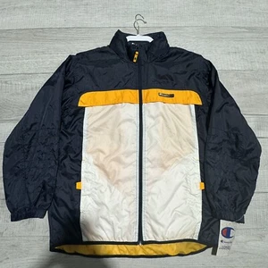 Vintage Champion Jacket Large Youth 14/16 Blue Yellow White Windbreaker Kids A5 - Picture 1 of 9