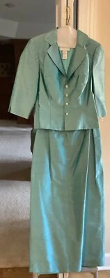 madre de la novia vestido 2 piezas seda turquesa talla 6 Foto 1 de 2