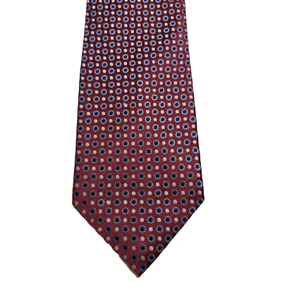Roberto Villini Collezione Mens Silk Neck Tie Burgundy Red Silver Dots 3.75"x61 Foto 1 de 4