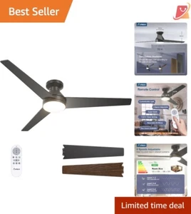 52 Inch Black Ceiling Fan with Light Remote Control for Indoor/Outdoor Use - Picture 1 of 11