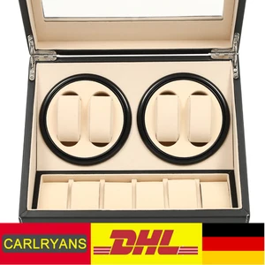 Holz Uhrenbeweger 4+6 Uhren Automatisch Box Schwarz Automatikuhren Beweger Luxus - Bild 1 von 13