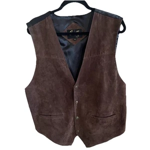 Scully Braune Weste aus Wildleder Herren XL Western-Druckknöpfe Satin-Rückenfutter - Bild 1 von 8