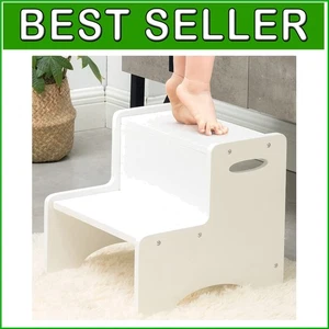 Natural Birch Wooden Step Stool for Toddlers - 2 Step Potty Training Helper - Picture 1 of 11