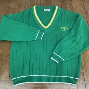 Vintage Schwalbenstrick Acryl Herren Pullover Sweater Gr. L Irish Guinness Bier Lesen - Bild 1 von 12