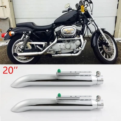 2X 20" Motorcycle Slip-On Exhaust Pipe Silencer Muffler For Harley XL 1200 883 - image 1 of 4