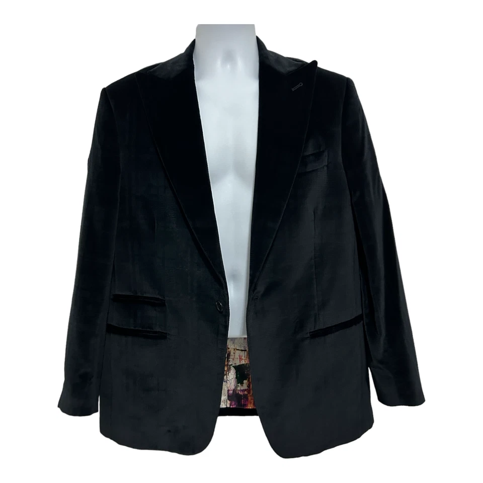 Ross Graison Men's Sport Coat Size 40R Black Velvet Suit Jacket Made In Italy - Image 1 of 4