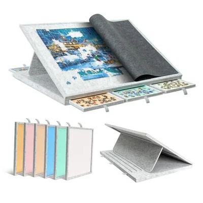  Tablero de rompecabezas inclinable 1500 piezas con 6 cajones de colores y cubierta, rompecabezas  Foto 1 de 4