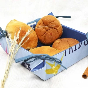 Faltbarer Stoff Brotkorb Blau Vogel Druck Serviertablett Urlaub Tisch Gedeck - Bild 1 von 10