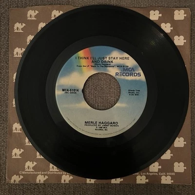 Merle Haggard - Back To The Barroms Again 7” Vinyl MCA Records 1980 - Image 1 of 2
