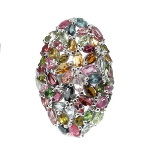 925 Sterling Silver Ring Marquise Tourmaline Natural Gemstone Jewelry Size 7.5 - Picture 1 of 13